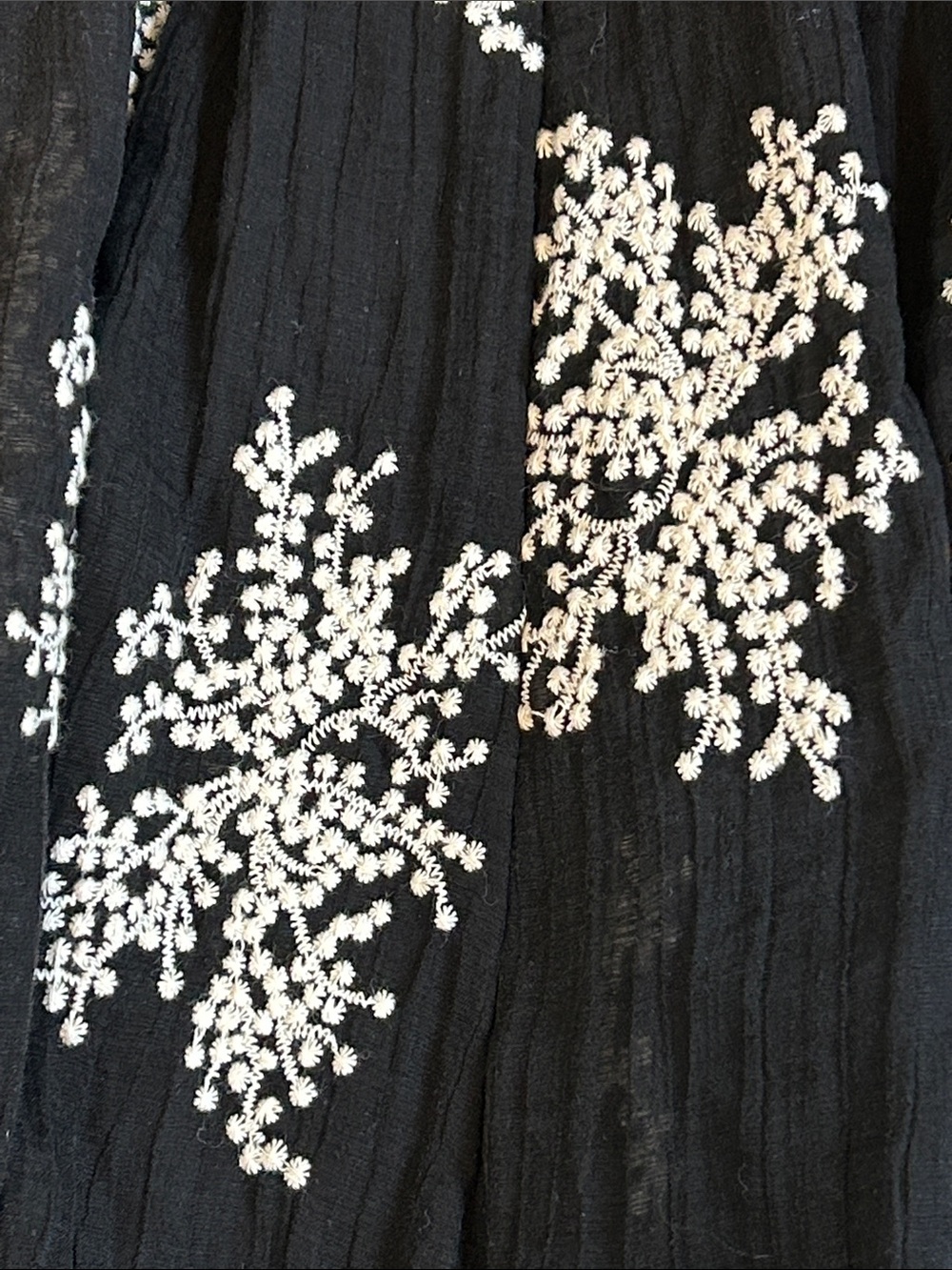 NWT Polagram Black Maxi Dress with White Floral Embroidery Puff Sleeves size S - Picture 12 of 16